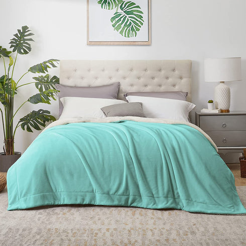 Walensee Sherpa Fleece Blanket (Twin Size 60x80 Light Blue) Plush Throw Fuzzy Super Soft Reversible Microfiber Flannel Blankets for Couch, Bed, Sofa Ultra Luxurious Warm and Cozy for All Seasons