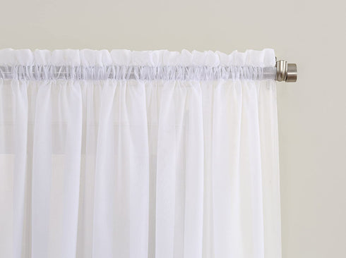No. 918 Emily Sheer Voile Single Curtain Panel, 59 x 108 Inch, White