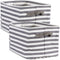 DII Laundry Storage Collection Cabana Stripe Collapsible and Waterproof Bins, Small Rectangle, 12x7.5, Gray, 2 Piece