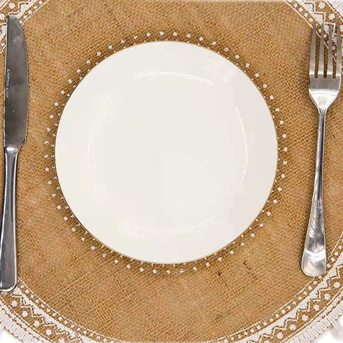 CAPASIN Round Placemats Set of 4, Dining Winter Modern Dinner Braided Beige Boho Round Table and Fall Circle Placemats Boho Runner Kitchen Table Plate Mats Set of 4 (White Ball)