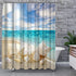 Artsbay Blue Sea Shower Curtain Set Starfish Seashells on Ocean Beach Eco-Friendly Waterproof Polyester Fabric Bathroom Bath Curtains 12 Hooks Included 72x72inches