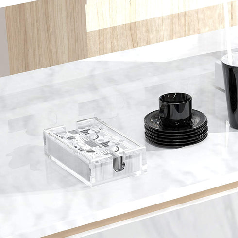 Clear Acrylic Guest Towel Napkin Holder, Paper Hand Towel Holder for Bathroom and Guest Room, 9"x5.5"x2.5"