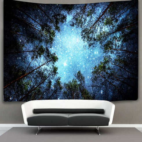 Forest Starry Tapestry Wall Hanging 3D Printing Forest Tapestry Galaxy Tapestry Forest Milky Way Tapestry Tree Tapestry Night Sky Tapestry Wall Tapestry for Dorm Living Room Bedroom (L, 4#forest star)