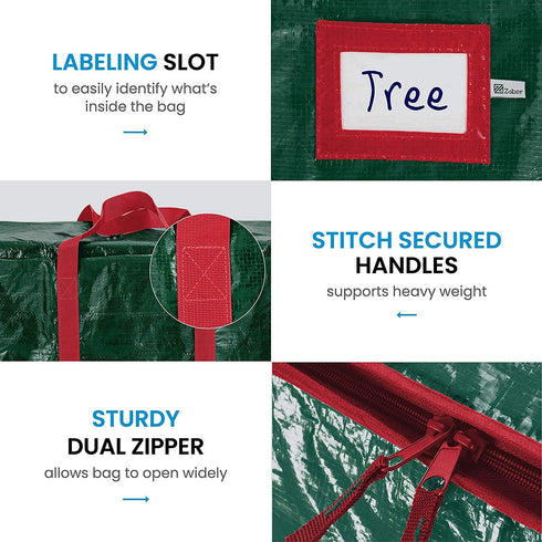 Artificial Christmas Tree Storage Bag - Fits Up to 7.5 Foot Holiday Xmas Disassembled Trees with Durable Reinforced Handles & Dual Zipper - Waterproof Material Protects from Dust, Moisture & Insects (Green)