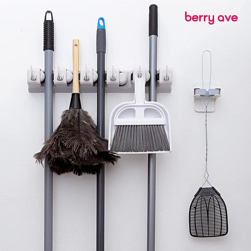 Berry Ave Broom Holder and Garden Tool Organizer Rake or Mop Handles Up to 1.25-Inches (White, 1pk)