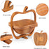 9 x 8.5 Inches Collapsible Bamboo Fruit Basket Dried Fruit Basket Tray Turns into Basket Wooden Snack Box Holiday Food Tray Fruit Bowl Holder for Kitchen Table