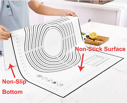 Extra Large Silicone Baking Mat 32" By 24" Non-slip Premium Pastry Mat Non Stick Pie Mat with Measurement, Counter Mat, Dough Rolling Mat