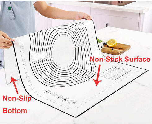 Silicone Pastry Mat Extra Large, 32" x 24" Non-stick Baking Mat with Measurement Kneading Board for Dough Rolling, Non-slip Counter Mat, Oven Liner, Fondant/Pie Crust Mat