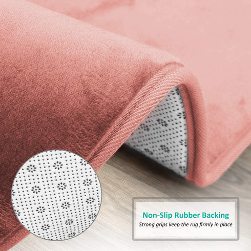 Clara Clark Bathroom Rugs, Ultra Soft Plush Bath Mat for Bathroom, Non-Slip, Velvet Memory Foam Set of 2 Bath Rugs, 17 x 24 / 20 x 32, Solid Misty Rose