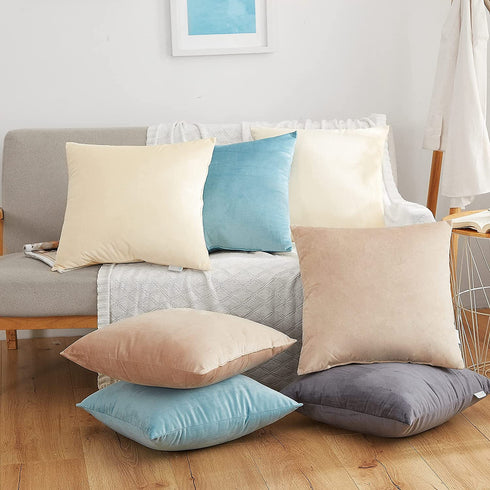Acanva Solid Velvet Soft Decorative Throw Pillow, 18 x 18 in, Cream