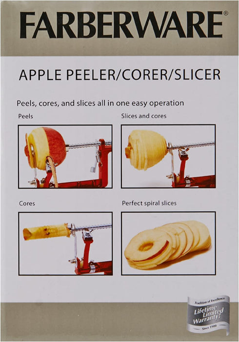 Farberware Apple Peeler, Slicer and Corer, Small, Red