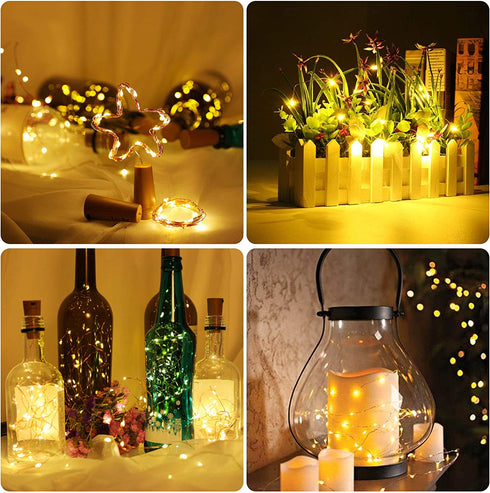 Olafus Wine Bottle Lights, 24 Pack 20 LEDs Cork Lights for Wine Bottles, Mini Fairy Lights Copper Wire Micro Starry String Lights for Jars DIY Crafts Wedding Bar Decor Warm White