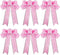 Beurio Pink Glitter Christmas Ribbon Bows Gifts Wreaths Wedding Party Decorations Hanging Ornaments, 6 pcs