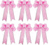 Beurio Pink Glitter Christmas Ribbon Bows Gifts Wreaths Wedding Party Decorations Hanging Ornaments, 6 pcs