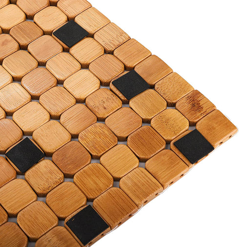 Dicunoy Bathroom Bamboo Mat, Bamboo Shower Rug, Wooden Toilet Doormats for Shower Doorsteps, Sauna, Tub (23.6" L x 16" W)
