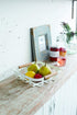 Yamazaki Home Kitchen Decorative Metal Holder Bowl | Steel + Wood | Fruit Basket, One Size, White