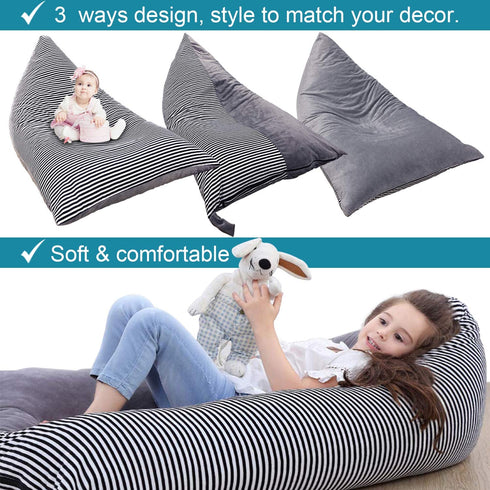 Stuffed Animal Storage Bean Bag Chair | 53" Extra Large Beanbag Cover for Kids and Adults, Plush Toys Holder and Organizer for Boys and Girls | Premium Velvet - Soft & Comfortable