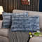 Yaoshuho Fluffy Faux Fur Pillow Covers Ombre Shaggy Pillow Shams Plush Mink Velvet Decorative Throw Pillows Cases Zipper Closure, Set of 2 (Denim Blue, 20" x 26" Inch)