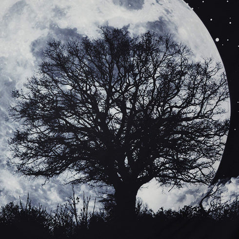 Generleo Moon Tapestry Galaxy Stars Wall Tapestry Forest Tree Tapestry Starry Sky Tapestry Psychedelic Black and White Tapestry Wall Hanging for Home Decor