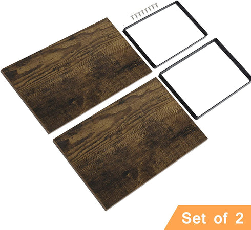 HAITRAL Set of 2 Cabinet Shelf Organizer, Wooden Kitchen Cabinet and Counter Shelf Organizer, Stackable & Expandable Kitchen Shelves Racks for Bathroom, Kitchen, Laundry Room, Rustic Brown/Black