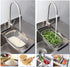 HOJKMA Over the Sink Colander, 4 Quarts Stainless Steel Expandable Oval Strainer Basket Colander with Rubber Grip Handles Fine Mesh Colander for Kitchen Sink, Strain, Drain, Rinse Fruits, Vegetables