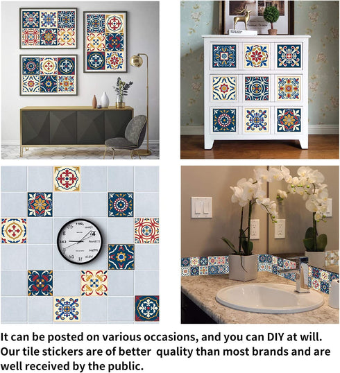 kakofaci Decorative Tile Stickers 20 Pcs 6x6 inches. Peel & Stick Adhesive Tile Stickers. Home Decor. Staircase. Furniture Decor. Backsplash Tile Stickers.