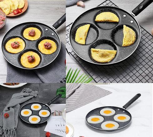 NINGVIHE Egg Pan,Non Stick Frying Pan,Skillet Pans for Cooking,Multi Egg Cooker Pan for Breakfast,Safe Non-stick Coating(Round), Black (01)