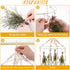 Boho Herb Drying Rack Double- Macrame Flower Drying Rack with 15 Hooks Handcrafted Woven Hanging Herb Dryer with Cotton Rope Wooden Hanging Ring Herb Hangers for Drying Air Plants Spices Flowers