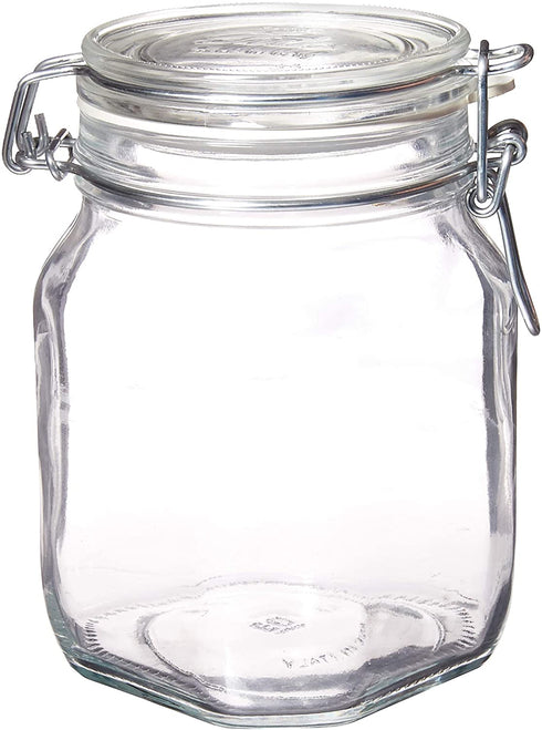 Bormioli Rocco - SYNCHKG122276 Fido Clear Glass Jar with 85 mm Gasket,1 Liter (Pack of 2)