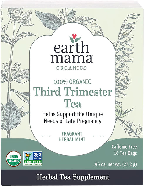 Earth Mama Organic Third Trimester Tea Bags for Pregnancy Comfort and Childbirth Preparation, 16-Count (3-Pack)