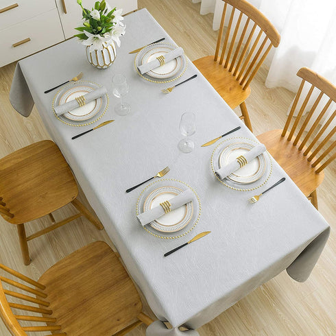 Lipo Tablecloth Jacquard Swirl Design-Waterproof Table Cloth for Rectangle Tables Wrinkle Oil Free-Outdoor Parties Dinning Table Covers Kitchen Decor-Light Grey Table Cloths Rectangle 60 X 84