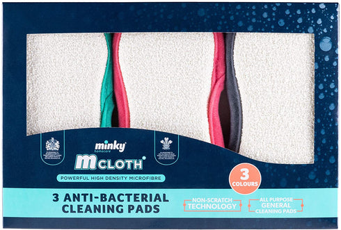 minky M Cloth Anti-Bacterial Cleaning Pad, One Size, Grey, Pink, Green