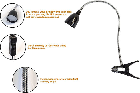 Newhouse Lighting Clamp White Clip Light LED Lamp, Black (NHCLP-LED-BLK)