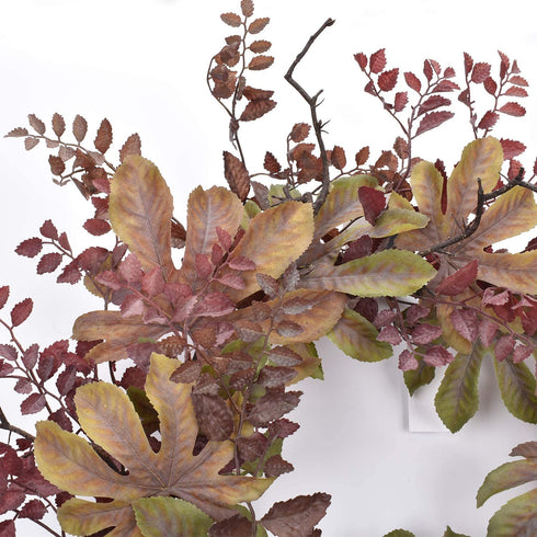 Cloris Art Fall Wreath for Front Door, 22-24 Inch Artificial Aralia Leaves Wreaths for Farmhouse Home Office Wedding Party Wall Decor