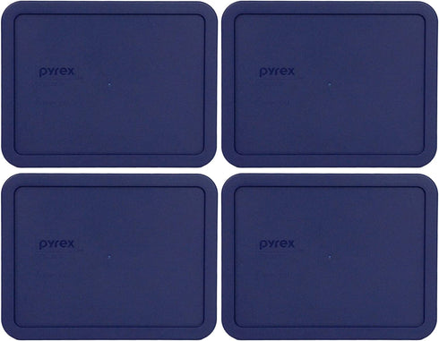 Pyrex Bundle - 4 Items: 7211-PC 6-Cup Blue Plastic Food Storage Lids