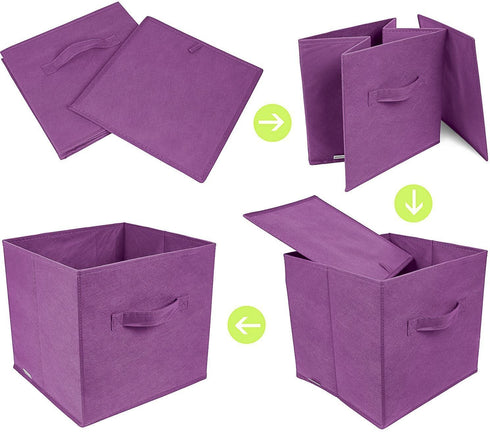 Greenco Foldable Storage Cubes Non-woven Fabric -6 Pack-(Purple)