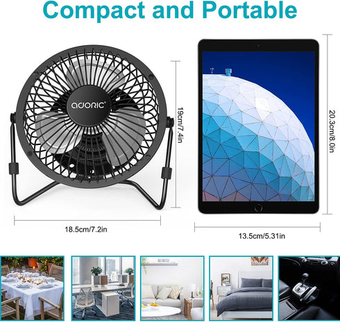 Desk Fan, USB Fan With Enhanced Airflow 6 Inch Small Desk fan with Quiet Operation Portable Mini Table Fan for office/Desk/Bedroom/Home