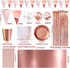 MOVINPE Rose Gold Party Supplies Decorations for 16 Guests Tableware Bunting Curtain Tablecloth Plates Napkins Cups Straws Balloon for Girl Women Birthday Wedding Hen Party Anniversary