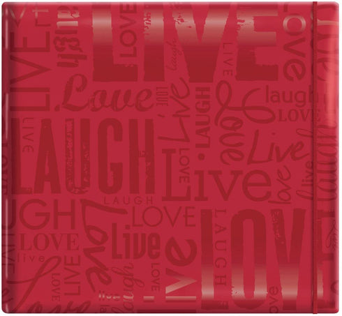 MCS MBI 13.5x12.5 Inch Embossed Gloss Expressions Scrapbook Album with 12x12 Inch Pages, Red, Embossed "Live, Laugh, Love" (848115)