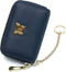 imeetu RFID Credit Card Holder for Women Small Leather Zipper Card Case Wallet with Removable Keychain (Blue)