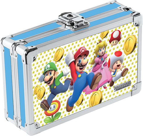 Vaultz Small Lock Box for Kids - 8.5 x 5 x 2.5 Inch Mini Safe with Key Lock to Store School Supplies, Money and Medicine - Pencil Box for Girls & Boys - Mario Winning