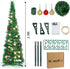 DomeStar 2.9Ft Tinsel Prelit Christmas Tree, Pop Up Artificial Pencil Slim Tree with 15PCS Christmas Balls for Xmas Decor Holiday Carnival Party Decorations