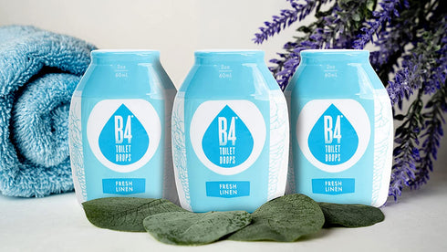 B4 Toilet Drops Toilet and Bathroom Deodorizer Drops (Fresh Linen), 2 Ounce Bottle (Pack of 3)