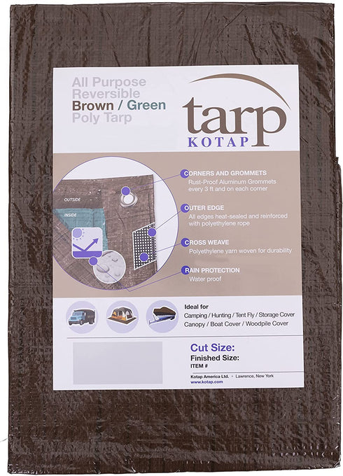 Kotap TBG-1620 All Purpose Reversible Poly Tarp, 16 ft. X 20 ft, Brown-Green