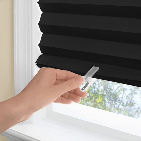 Achim Home Furnishings 123CO36B24 Cordless 1-2-3, 36" x 75", Black Vinyl Room Darkening Pleated Window Shade