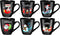 Coffee Mugs Set of 6 Large-sized 16 Ounce Christmas Holiday Ceramic Mug - Holiday Coffee Mug Funny Novelty Mugs Decorative Christmas Gift, Christmas Matte Black