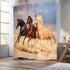 Homewelle Horse Shower Curtain 60Wx72L Inch Southwest Retro Cowboy Farm Galloping Herd Wilderness Running Sand Masculine Pasture Stallion Desert 12 Pack Shower Hooks Polyester Fabric Bathroom Bathtub