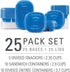 Rubbermaid TakeAlongs On The Go Food Storage and Meal Prep Containers, Set of 25 (50 Pieces Total), Marine Blue
