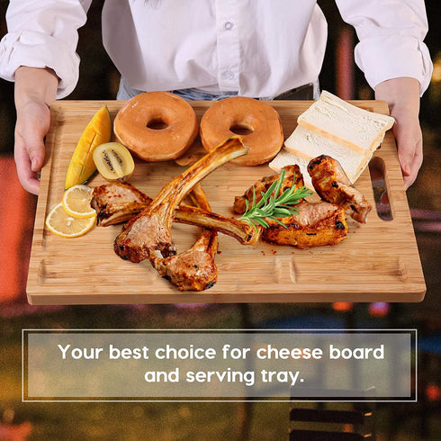 InnoStrive Cutting Board 100% Organic Bamboo Cutting Board For Kitchen Durable Chopping Board For Meats Bread Fruits With Deep Juice Croove (15 x 10 x 0.75 inches)€¦