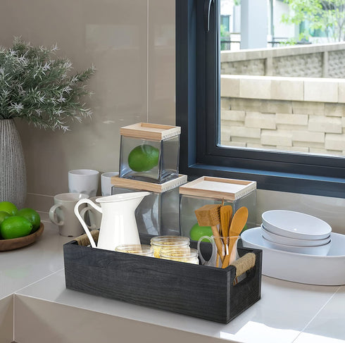 Bathroom Decor Box Toilet Paper Holder Wood Tank Boxes Paper Storage Basket with Artificial Flower Bathroom Kitchen Table Counter Farmhouse Home Decor